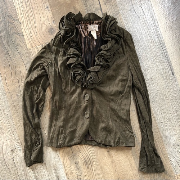 Vintage Alberto Makali Ruffle Collared Cardigan Sweater 8 - Picture 3 of 11